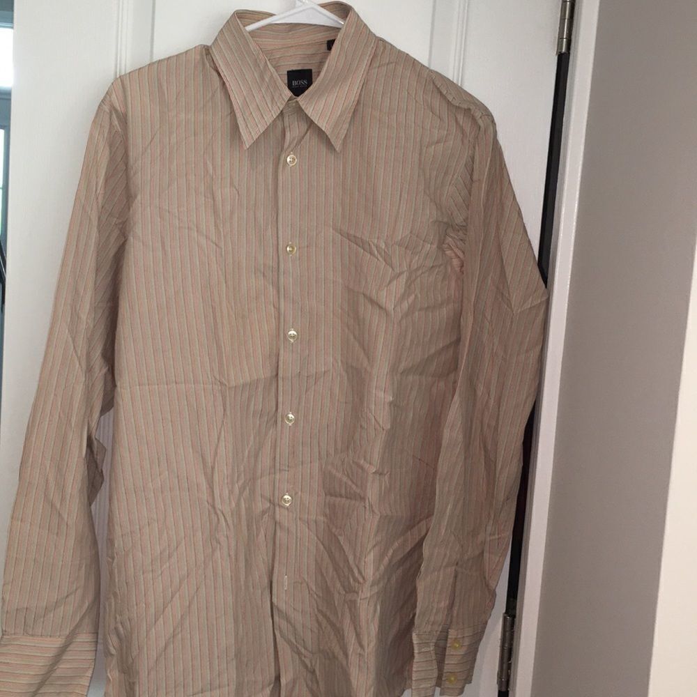 Hugo Boss Black Label Tan stripe LS shirt L men’s